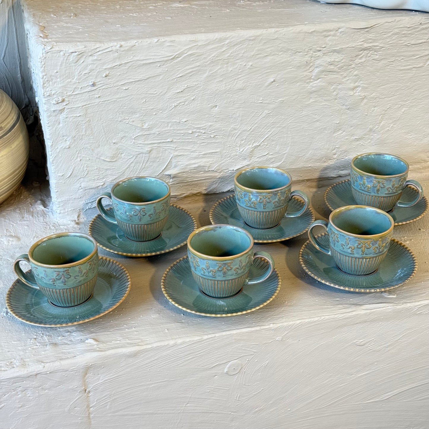 Porline Helena Hitit Model Porselen Kahve Fincan Seti 6 Kişilik Haki ( ÇOK SATANLARDA)