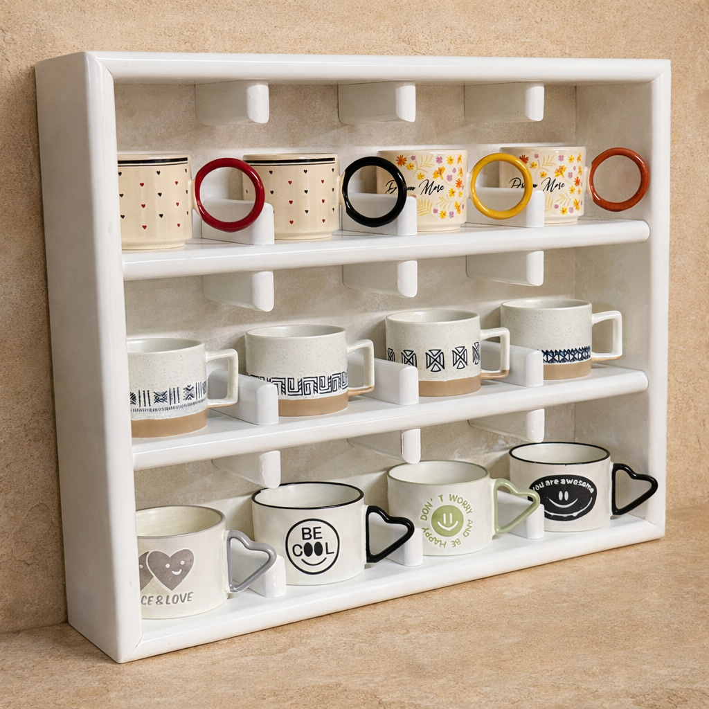 Evanev 12 Bölmeli Kupa Rafı Beyaz