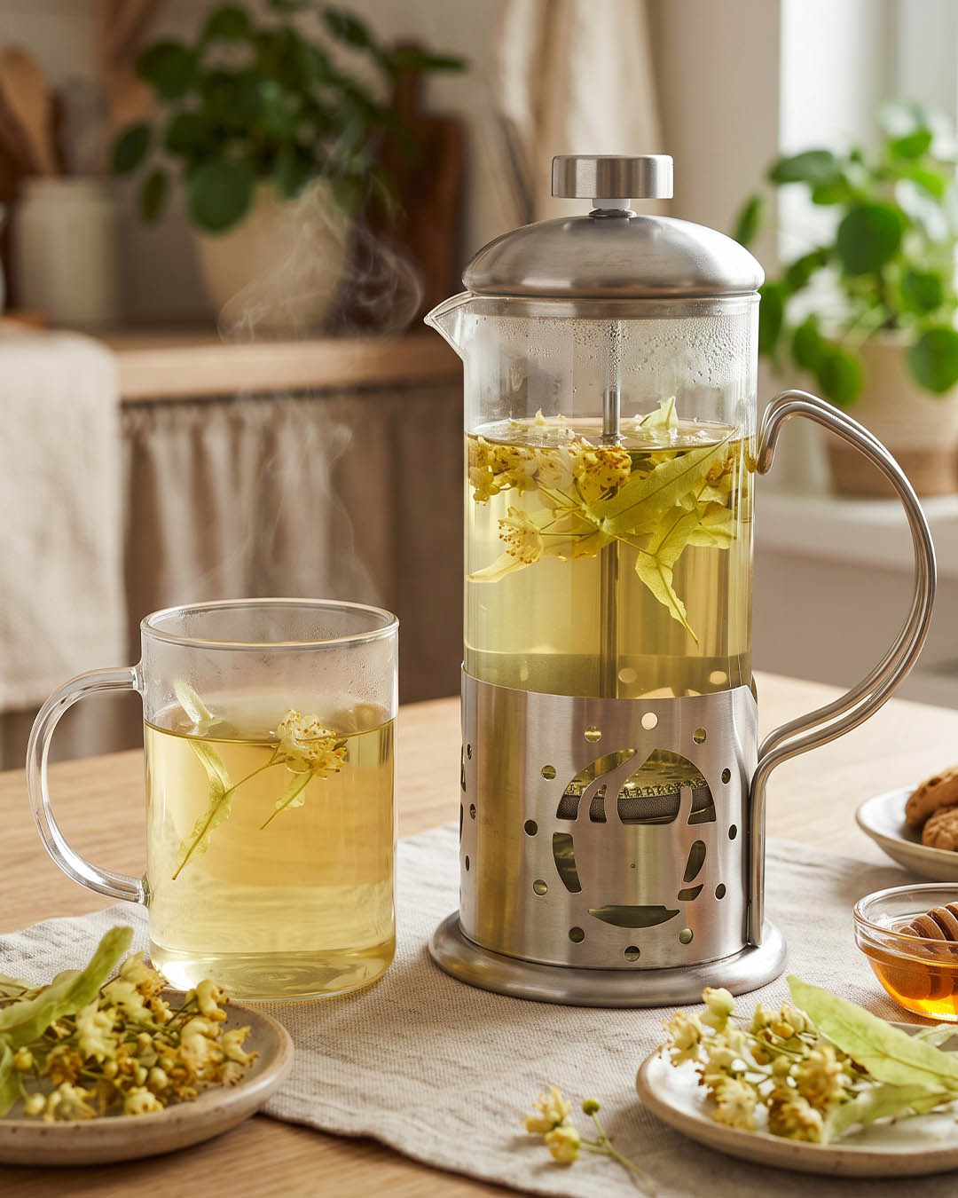 Paslanmaz Çelik Detaylı Borosilikat Cam French Press – 350 ml Trc-5616