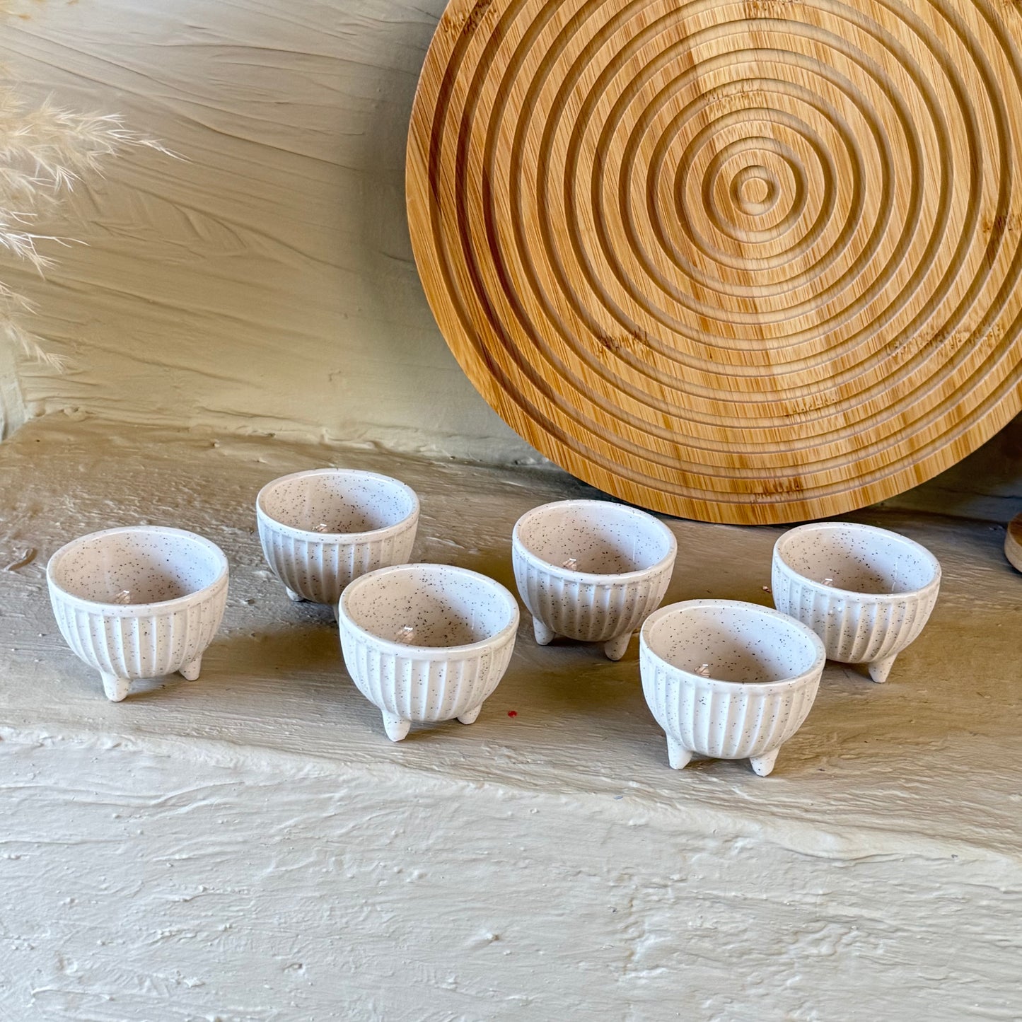 Porline Ayaklı Porselen Lokumluk Sosluk Seti 6 Kişilik Krem