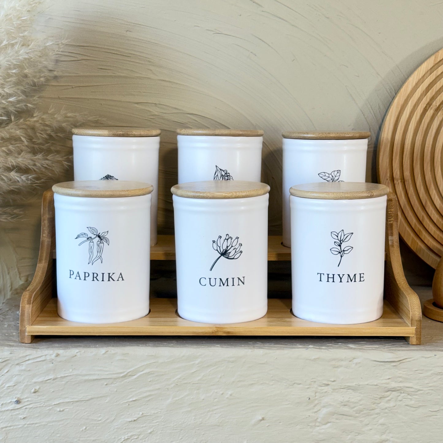 Tutku Bambu Standlı 6 Li Baharatlık Seti KOD:TT-19