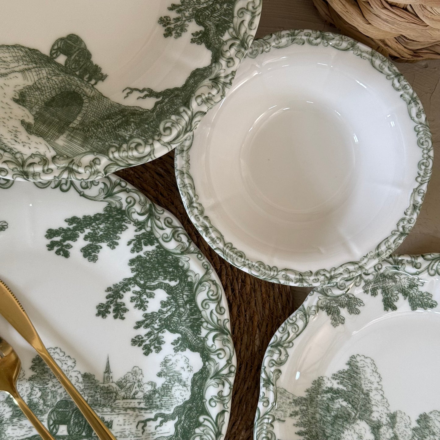 Porser Porselen 24 Parça Yemek Takımı 6 Kişilik Yeşil KOD:ARVENNA-30402-3