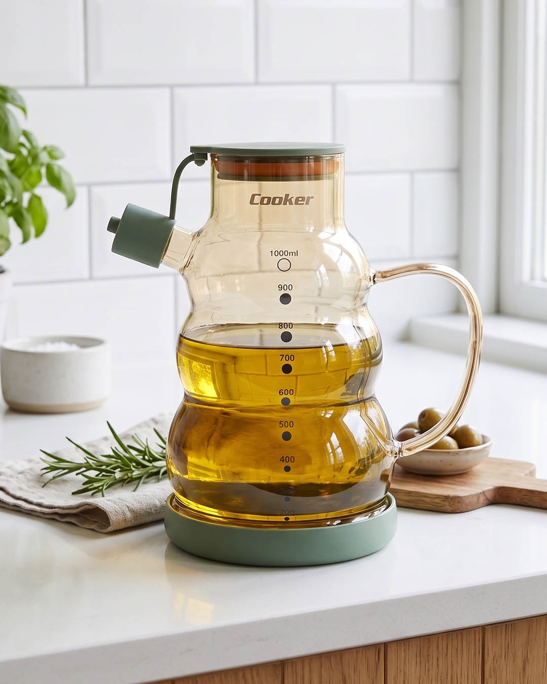 1 Litre Borsilikat Cam Yağlık ve Sirkelik Yeşil
Zeytinyağ Şişesi