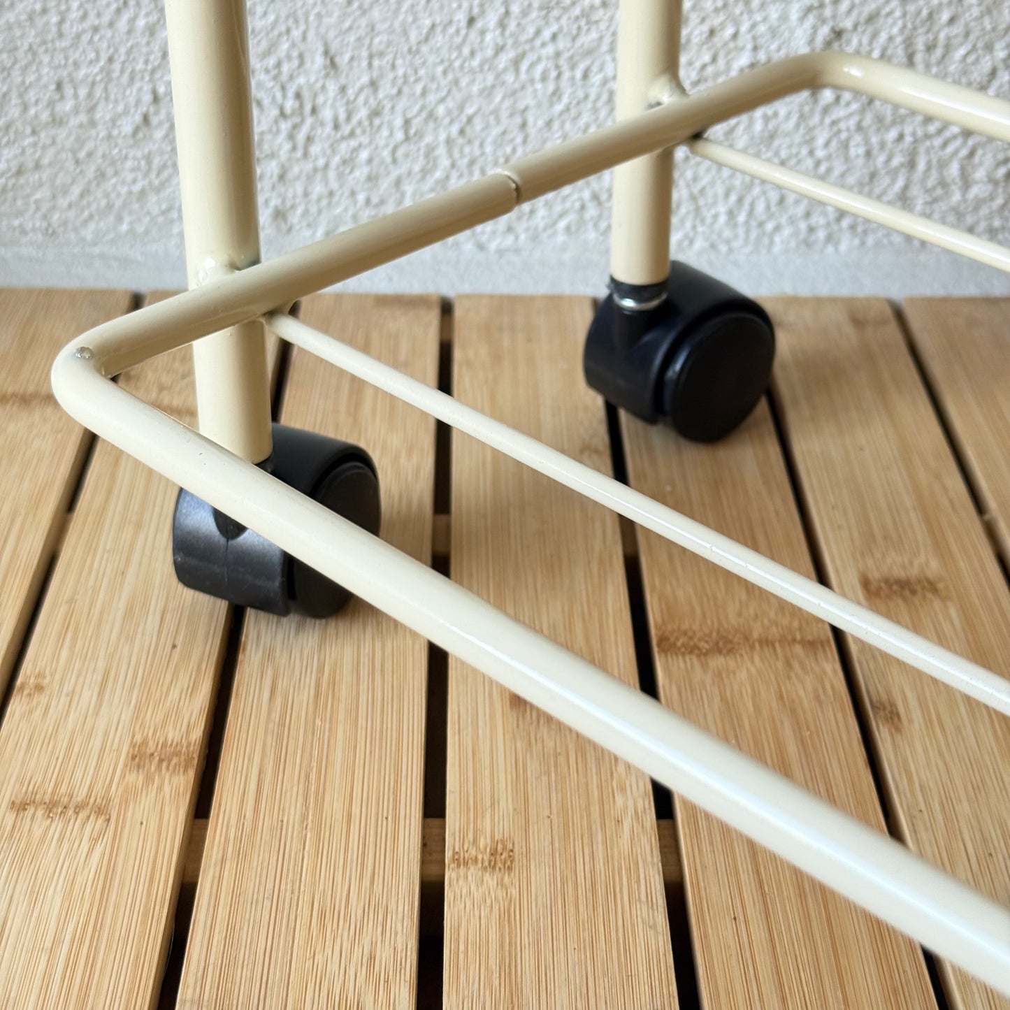 Evanev 3 Katlı Açılır Kapanır Tekerlikli Kare Ferforje Sebzelik Krem KOD:1058K