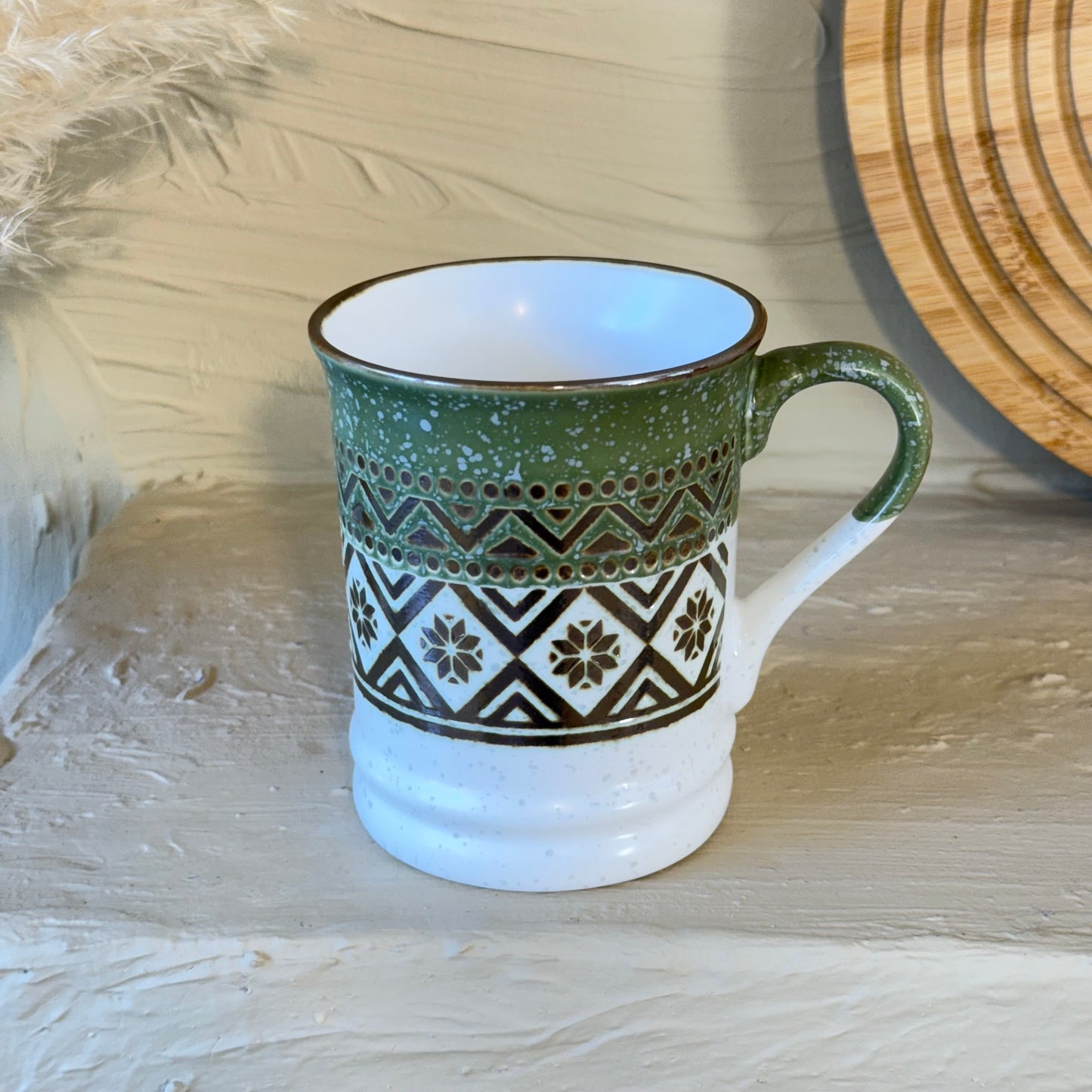 Tutku Porselen Boho Kupa 400 ml Yeşil KOD:3035