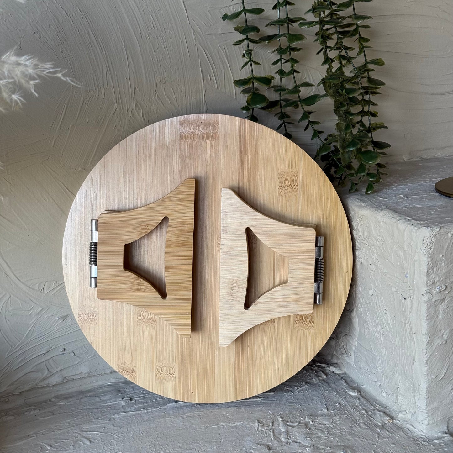 Diamond Bambu Yuvarlak Koltuk Kenarı Tepsi 30x30 cm KOD:6593