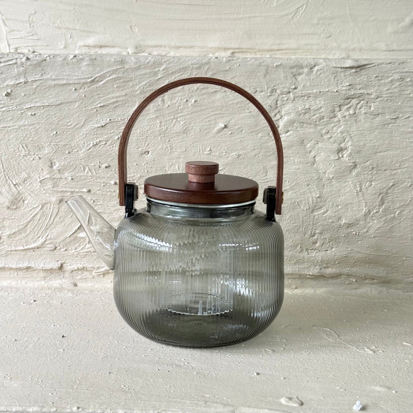 Buenos Borosilikat Cam Çizgili Model Akasya Ağacı Kapaklı Demlik KOD:16992-5