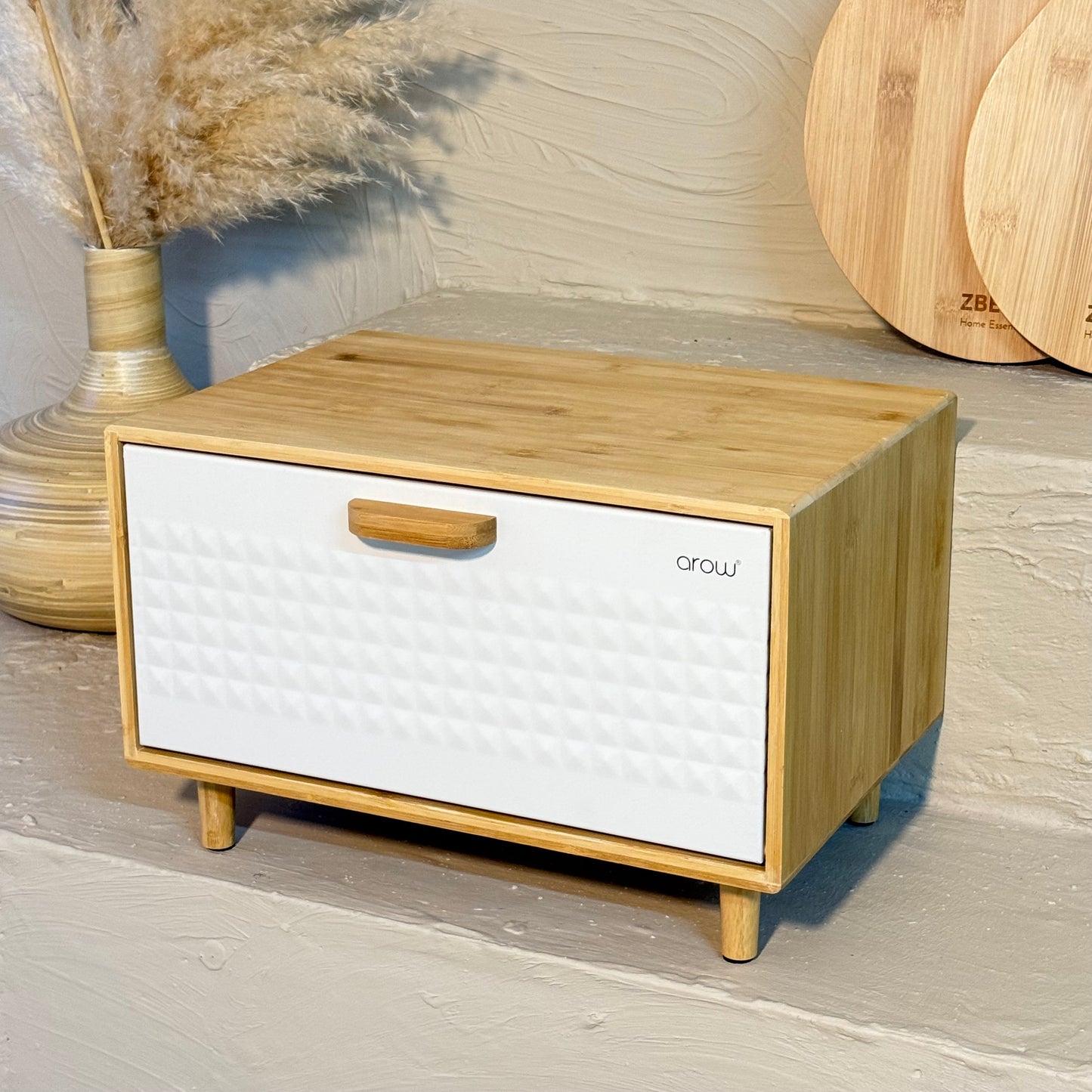 Thalia Bambu Ayaklı Ekmeklik Kutusu Krem