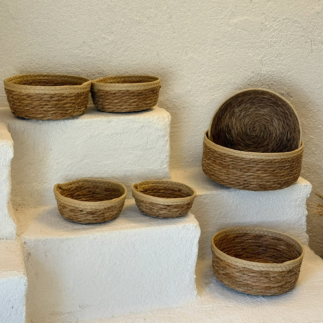 Sevally Hasır Sepet Seti 7 Parça Krem KOD:29087