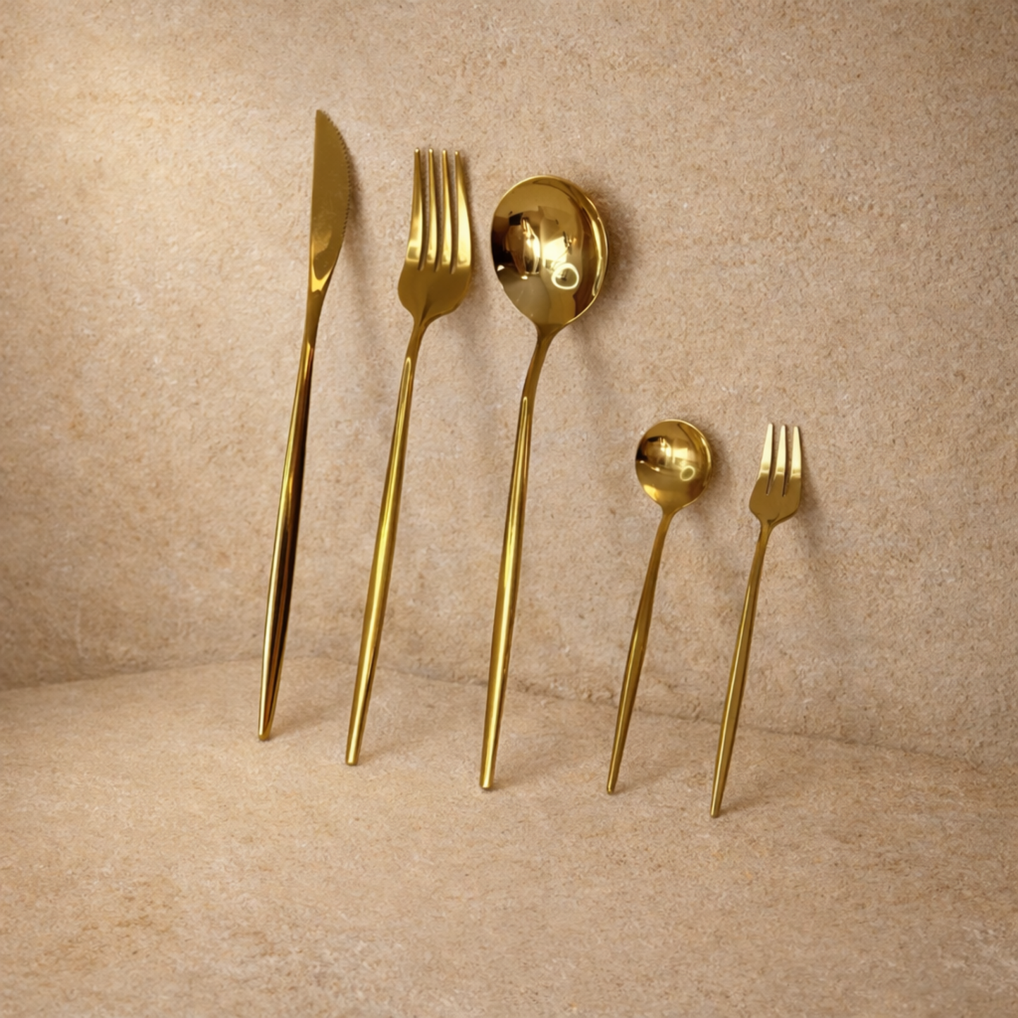 Zra Model 30 Parça 6 Kişilik Çatal Kaşık Bıçak Seti Gold (Çok Satanlarda)