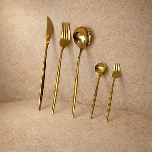 Zra Model 30 Parça 6 Kişilik Çatal Kaşık Bıçak Seti Gold (Çok Satanlarda)