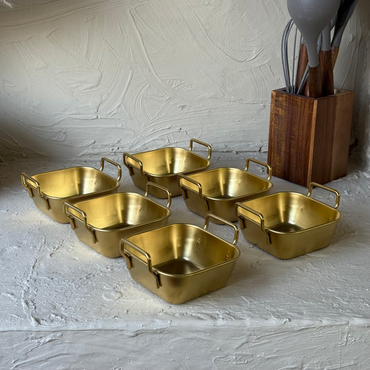 Vadi Metal Kare Tutmalı Gold Kase Seti 6 Adet KOD:8802