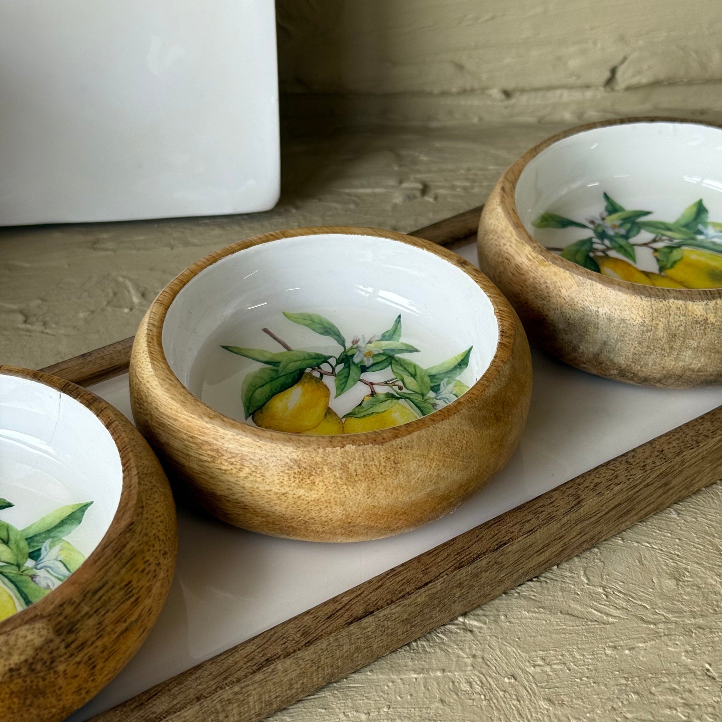 Selin Oval Standlı 3 lü Çerezlik Seti Kahvaltılık Lemon Desenli KOD:HSL-12