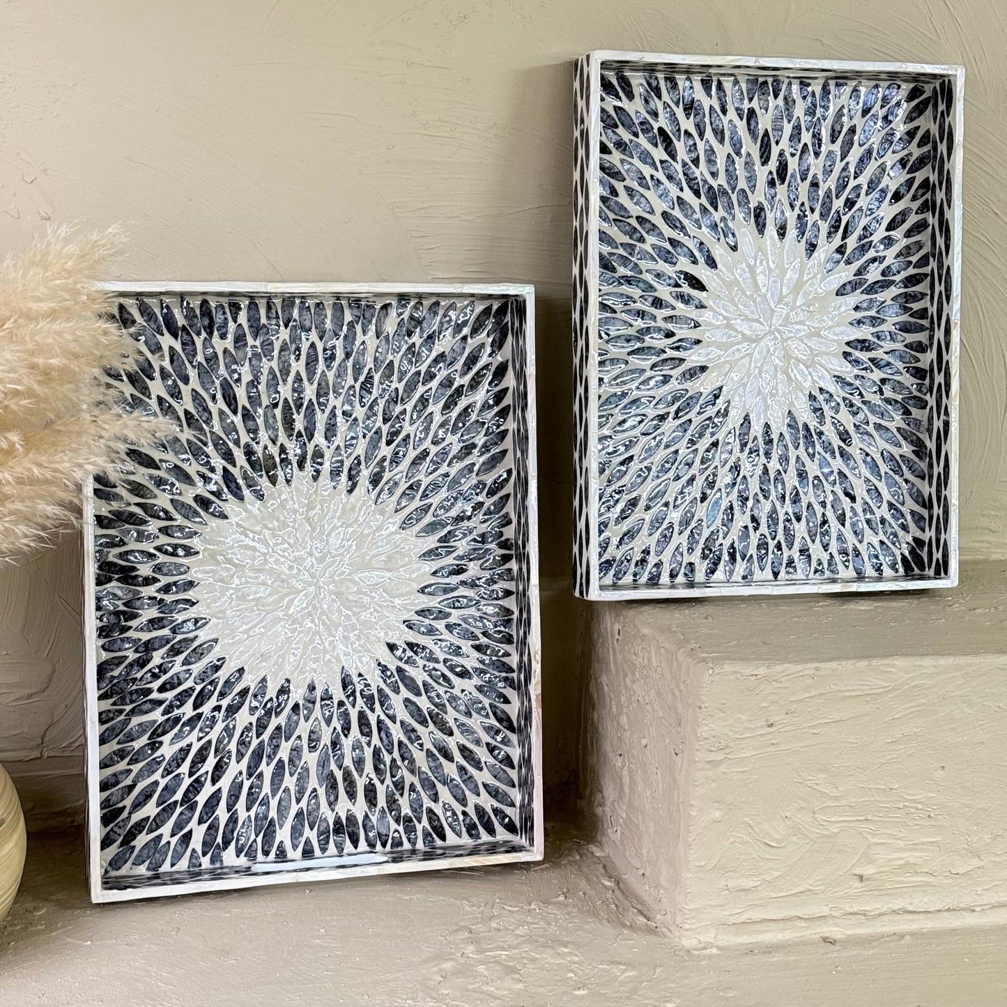 SVR Sedef 2 Boy Dikdörtgen Tepsi Seti KOD:61839 Siyah