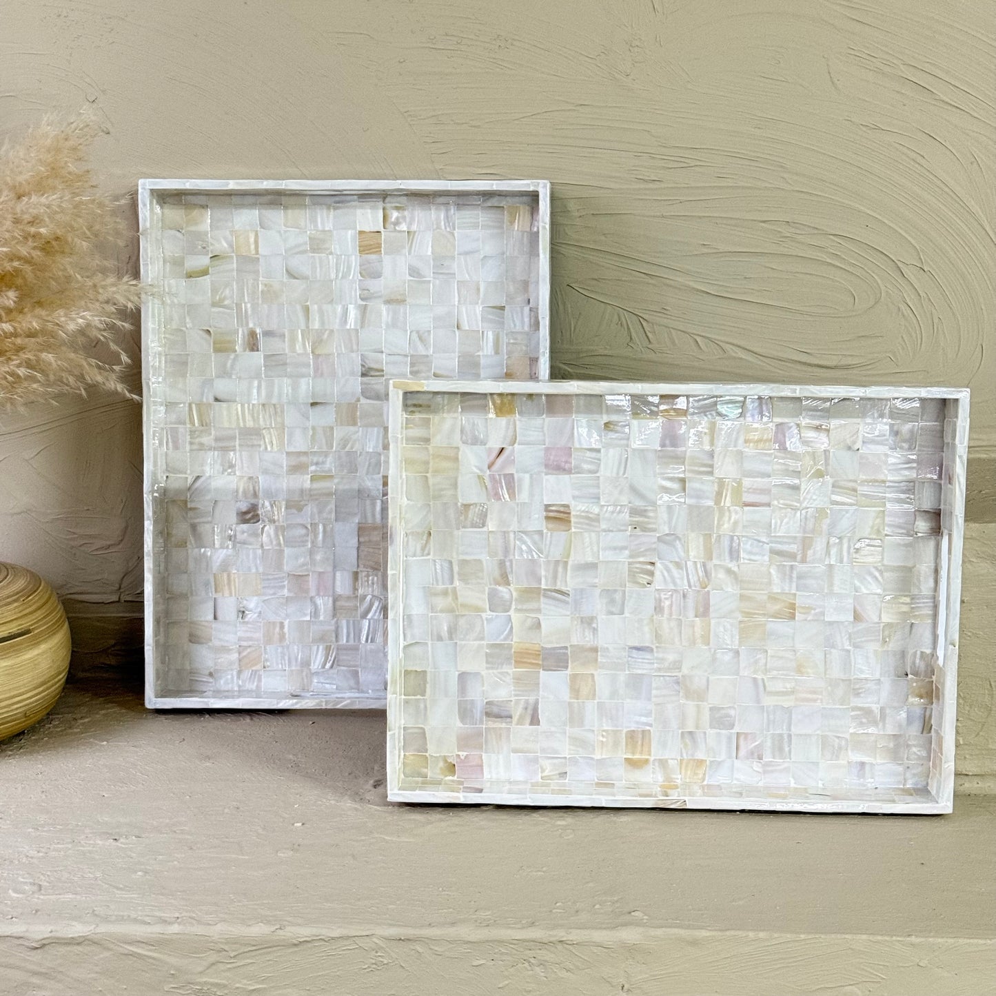 SVR Sedef 2 Boy Dikdörtgen Tepsi Seti KOD:61839 Krem