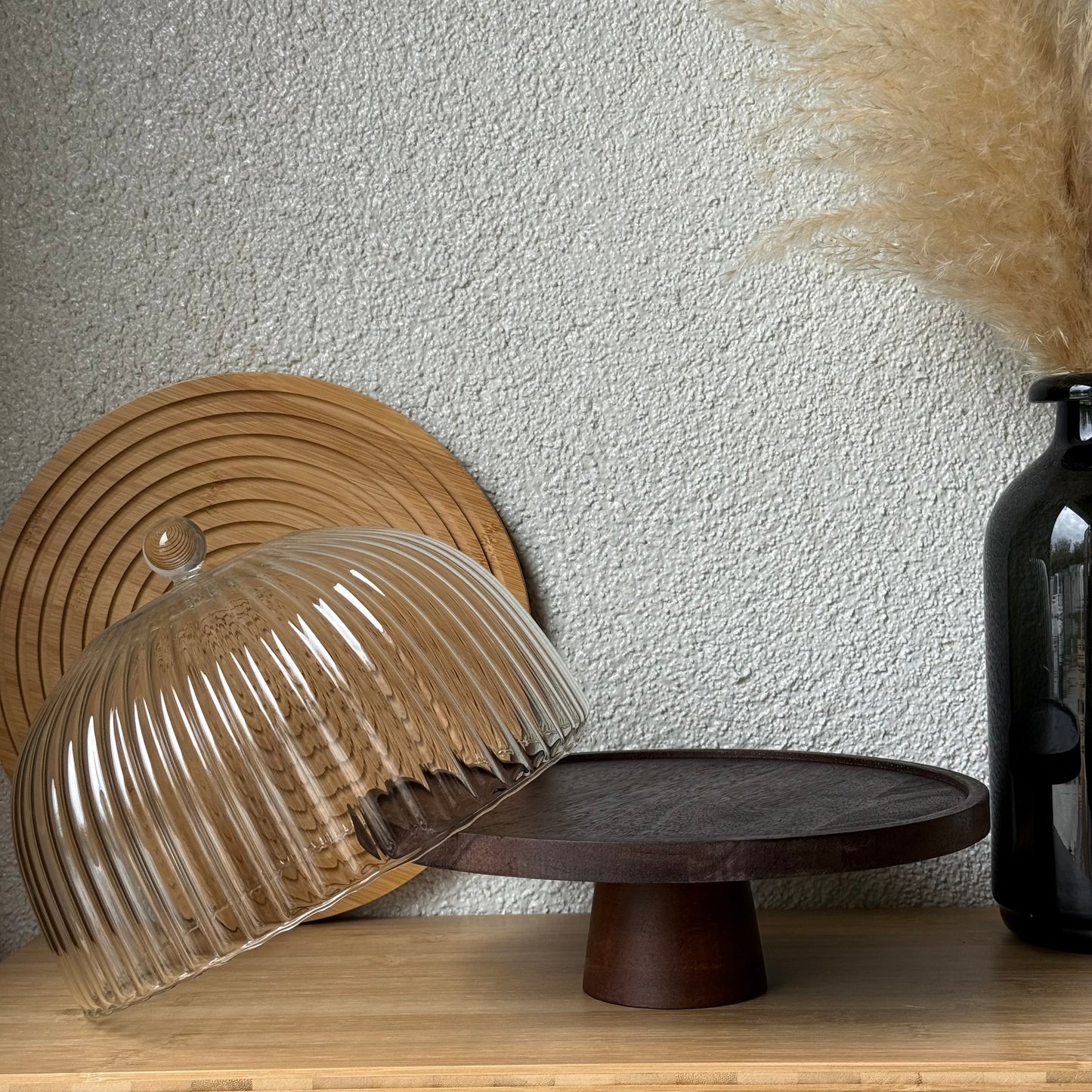 Milay Çizgili Cam Kek Fanusu 25 cm KOD:252