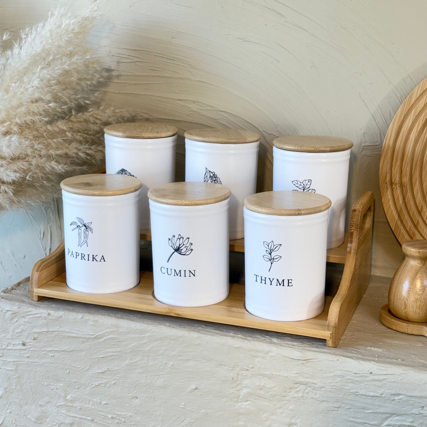 Tutku Bambu Standlı 6 Li Baharatlık Seti KOD:TT-19