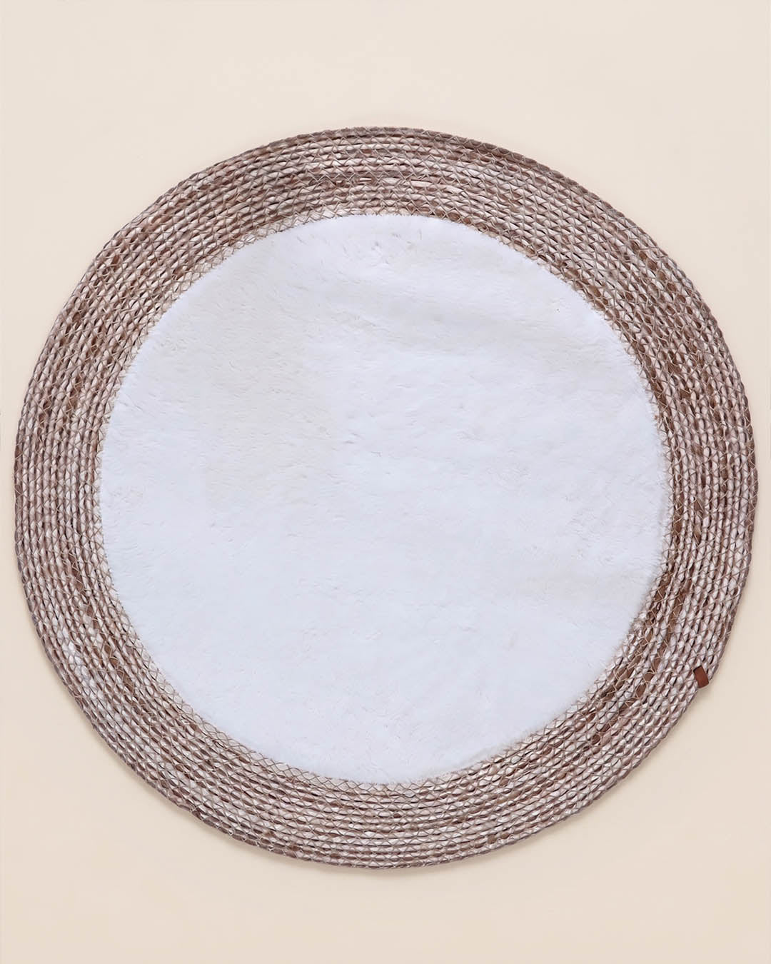 Arven Jüt ve Peluş Yuvarlak Halı - Doğal ve Lüks Dokunuş (100x100 cm)