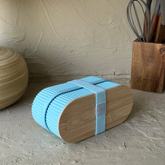 Brillant Bambu Kapaklı Oval Saklama veya Beslenme Kabı Mavi