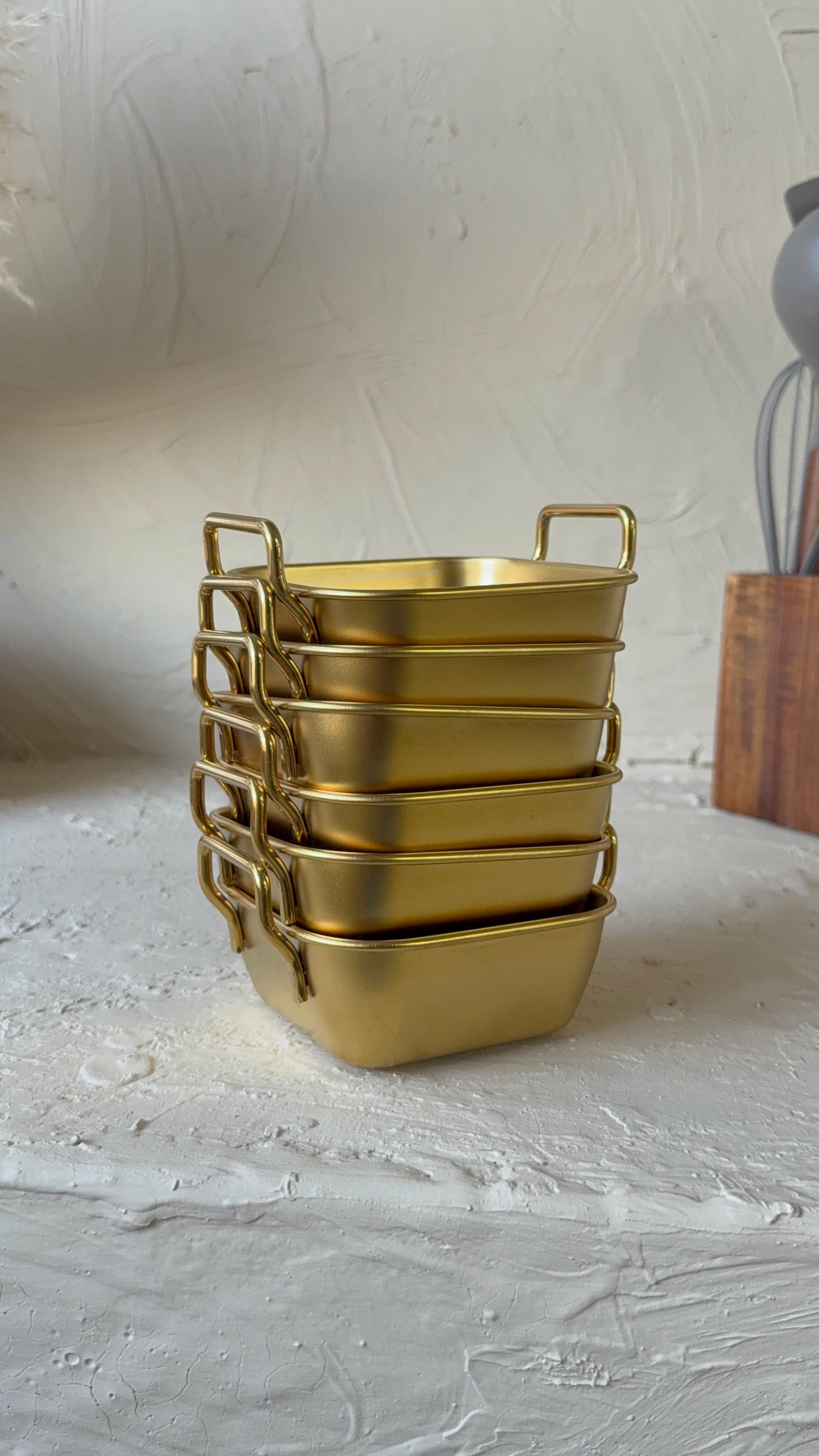 Vadi Metal Kare Tutmalı Gold Kase Seti 6 Adet KOD:8802