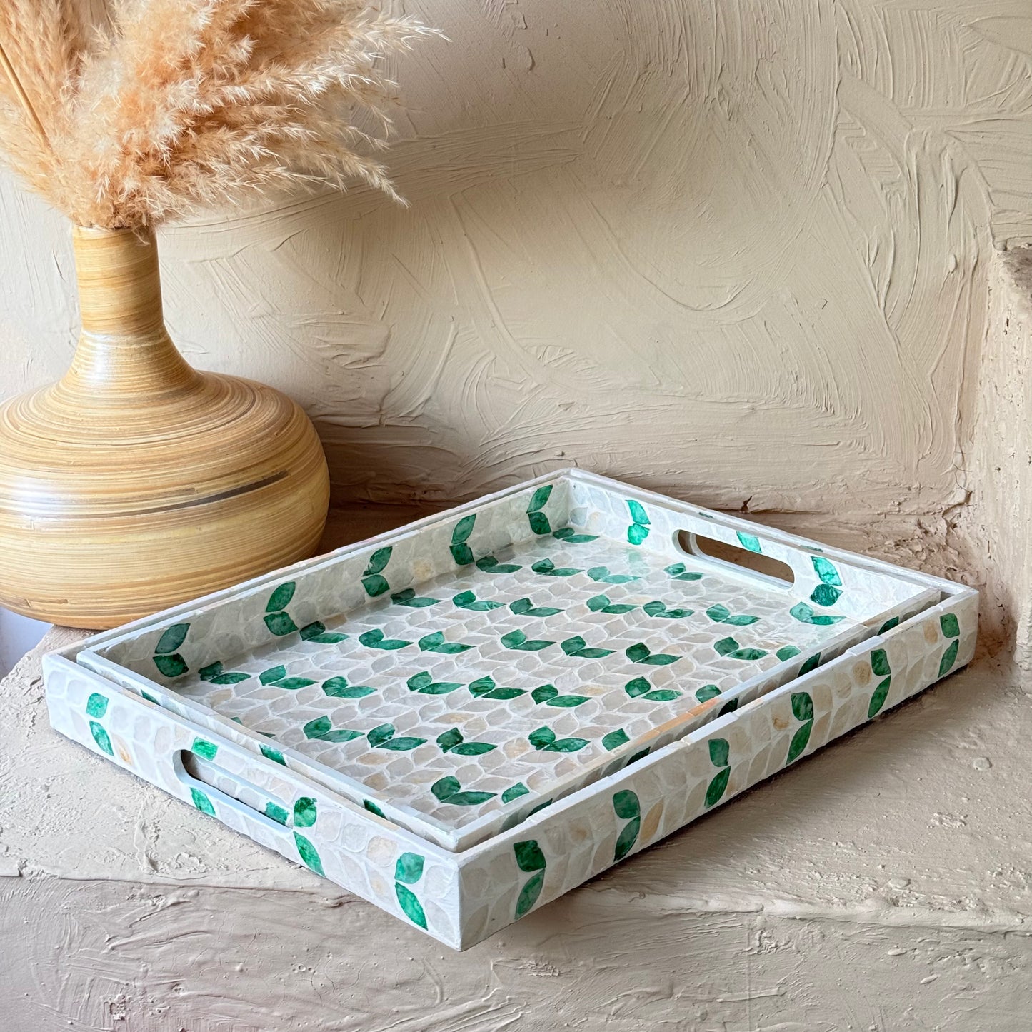 SVR Sedef 2 Boy Dikdörtgen Tepsi Seti KOD:61839 Yeşil