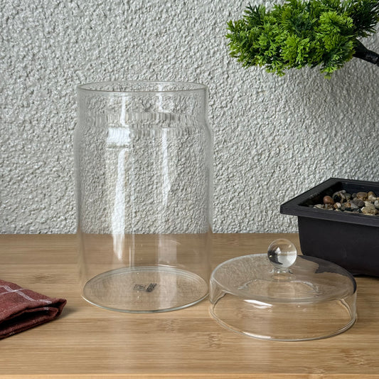 ZBERN Silindir Cam Kapaklı Kavanoz 15x9 cm