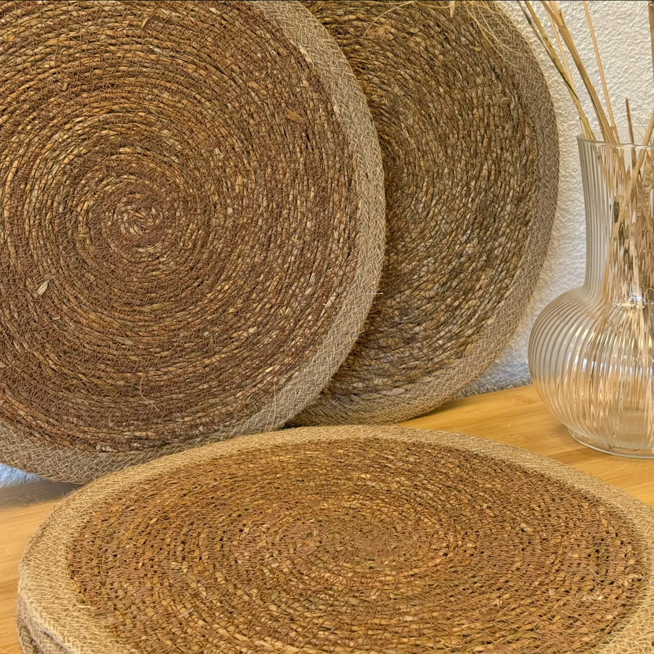 Hasır Amerikan Servisi Naturel Detaylı 6 Adet Set