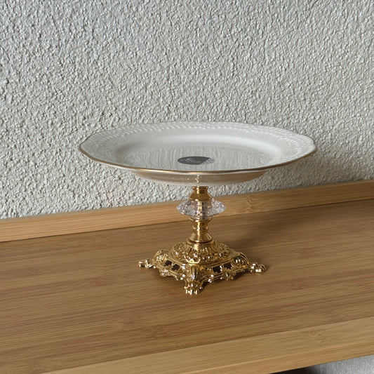 Firuze Gold Yaldızlı Ayaklı Porselen Sunumluk 19 cm Kod:3729