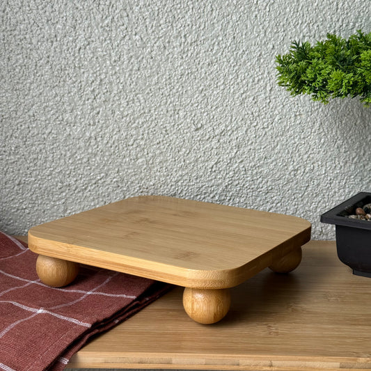 Svr Top Ayaklı Kare Bambu Sunumluk 19,5x19,5 Cm