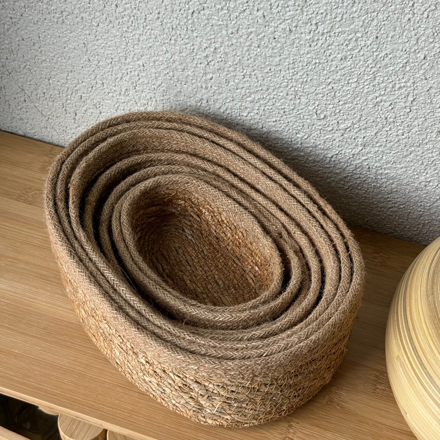 Svr 7 Parça Oval Hasır Sepet Seti Naturel