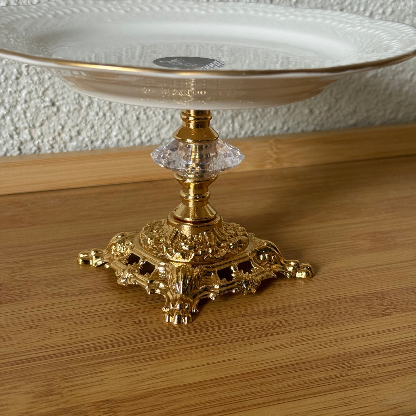 Firuze Gold Yaldızlı Ayaklı Porselen Sunumluk 19 cm Kod:3729