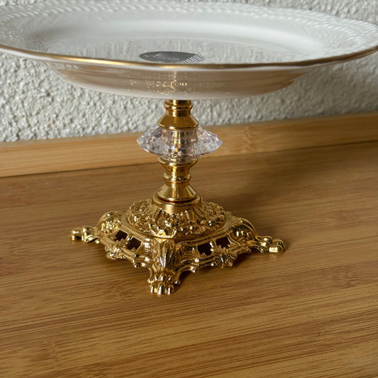 Firuze Gold Yaldızlı Ayaklı Porselen Sunumluk 19 cm Kod:3729