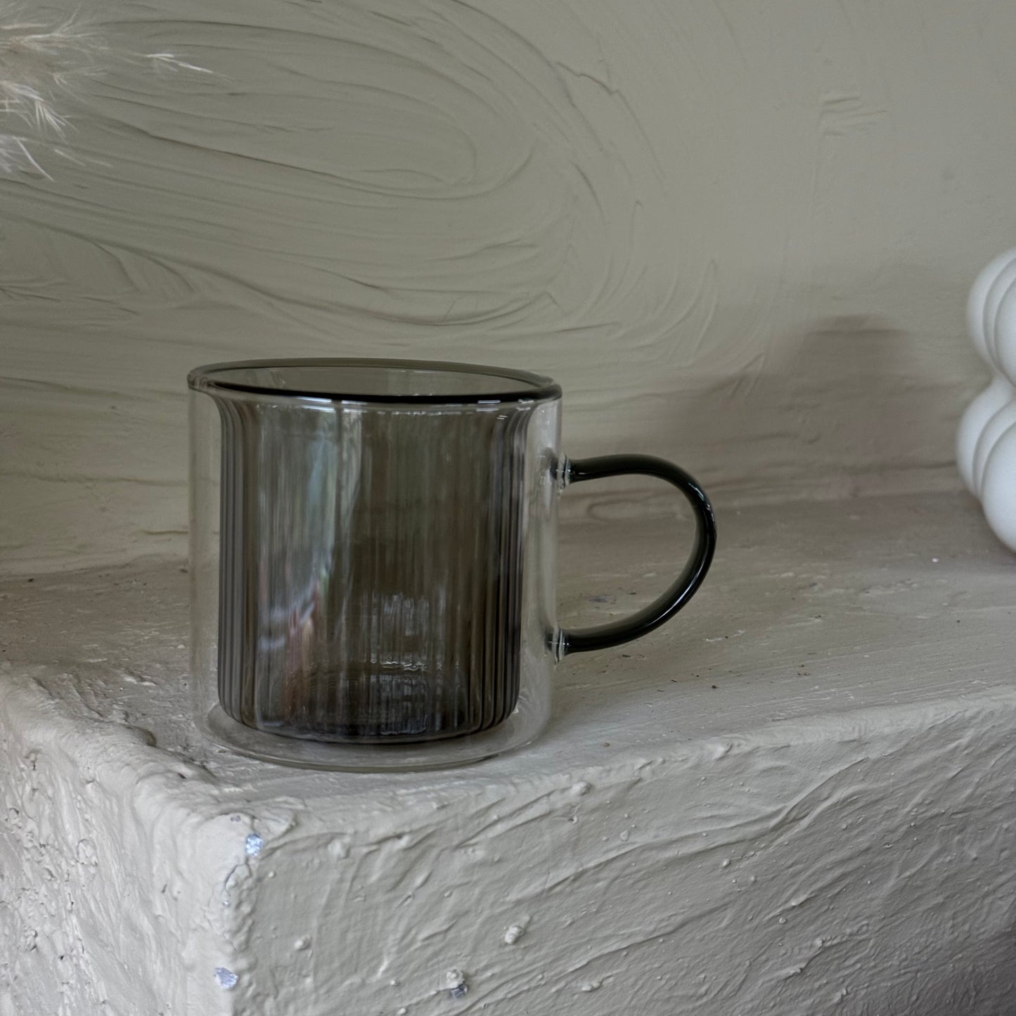 Tutku Çift Cidarlı Cam Kupa Füme 270 ml KOD:029