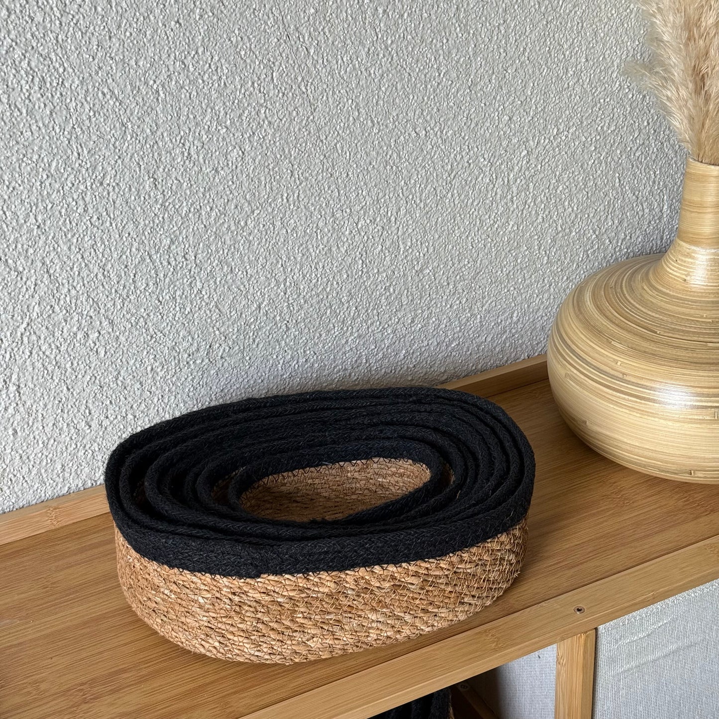 Svr 7 Parça Oval Hasır Sepet Seti Siyah