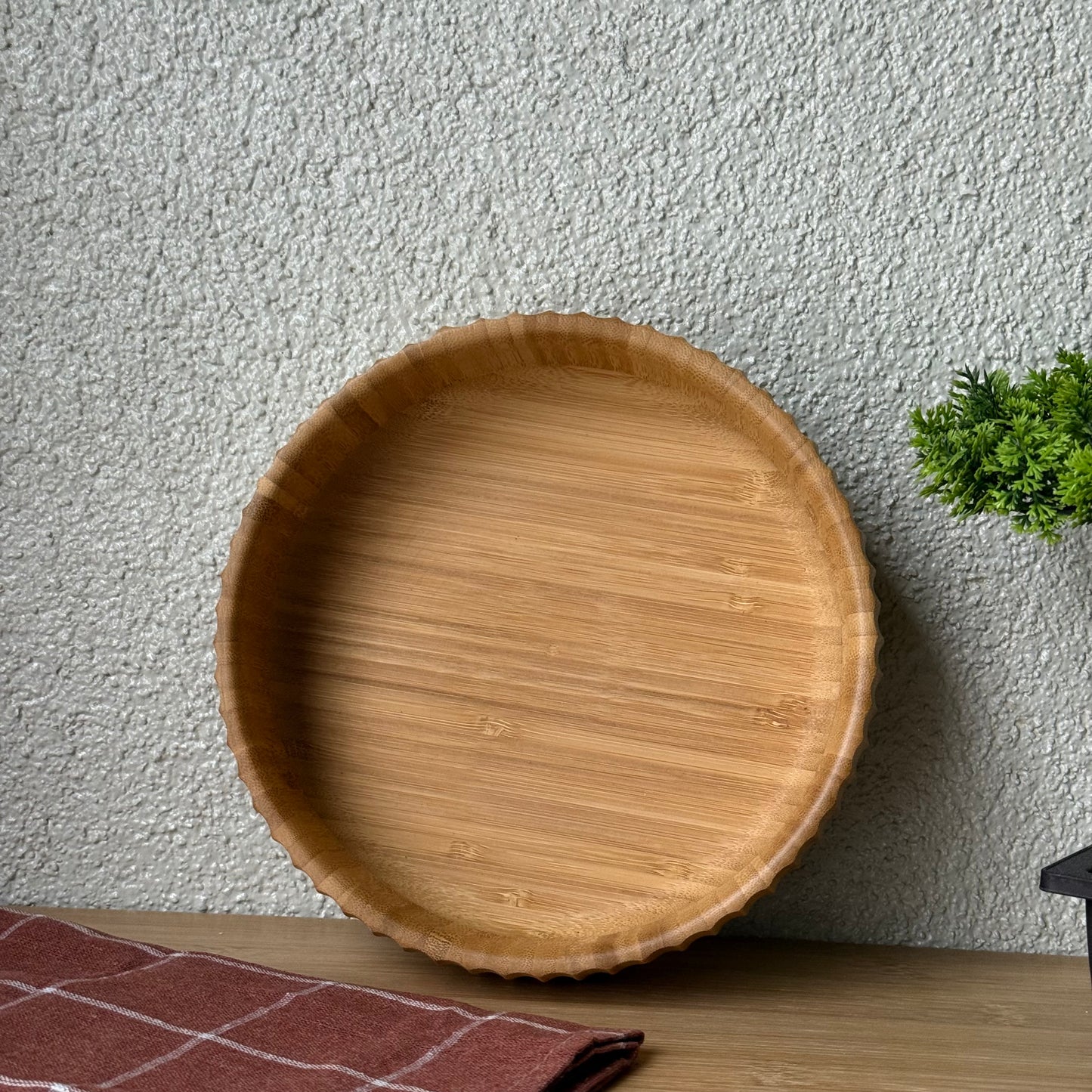 Miena Dalgalı Model Bambu Büyük Salata Kase 21x21x6 cm