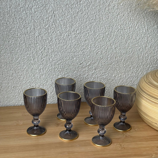 Wardy Yaldızlı Kahve Yanı Bardağı Set 6 Adet Füme