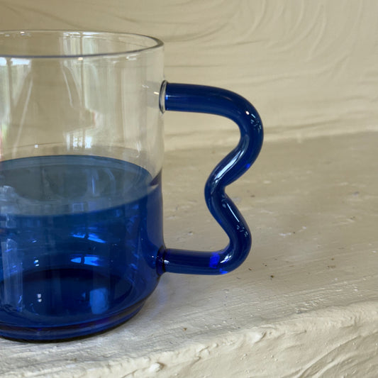 Tutku Borosilikat Cam Nescafe Kupa 400 ml Mavi KOD:030