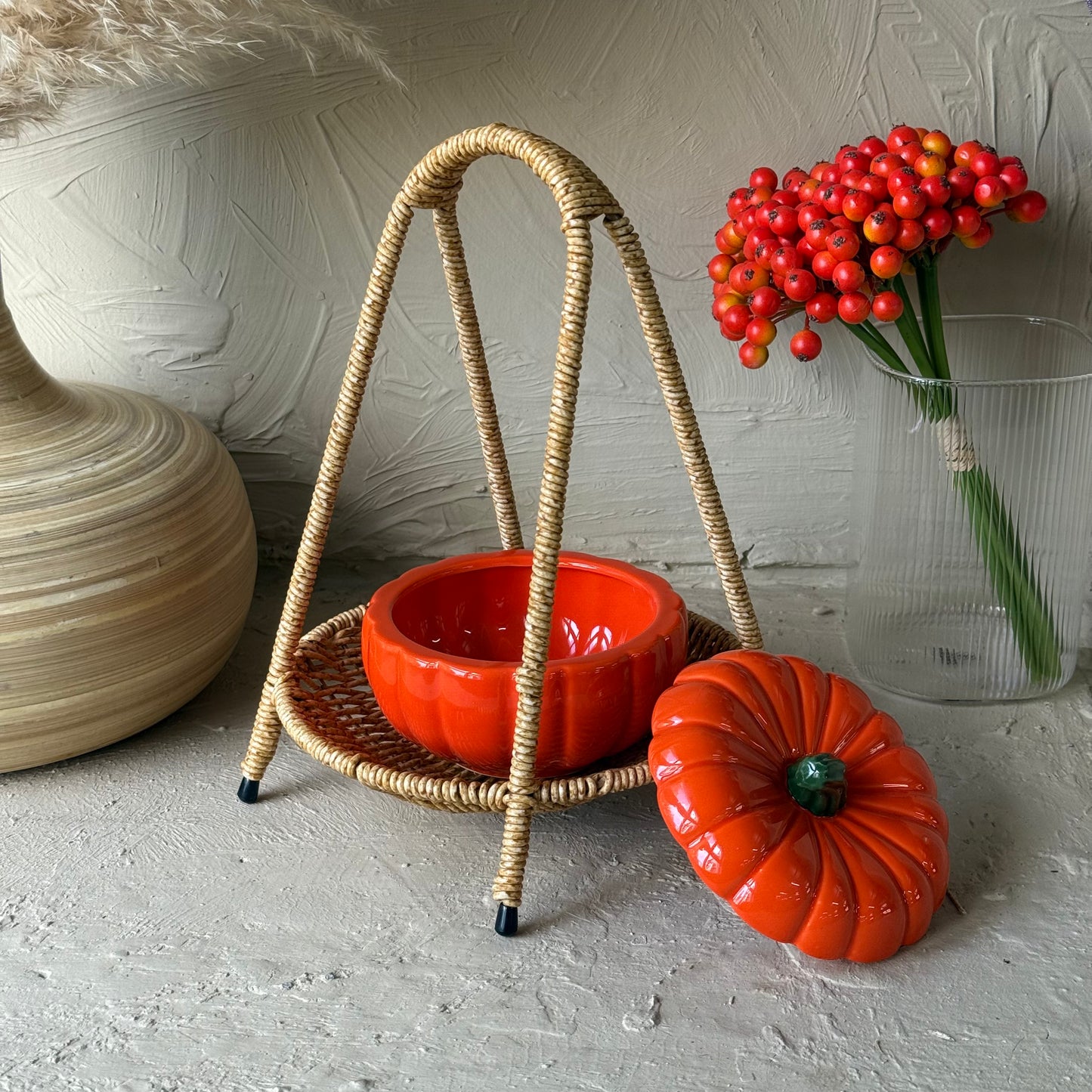 Deo Rattan Standlı Kabak Sunumluk Seti