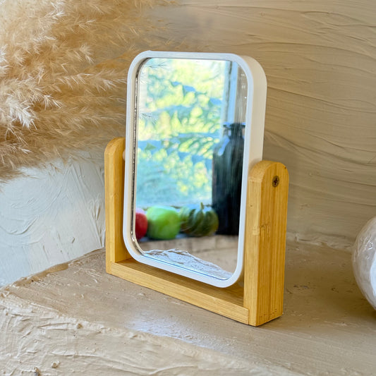 Hope Bambu Standlı Dikdörtgen Ayna Beyaz 16,5x14 cm