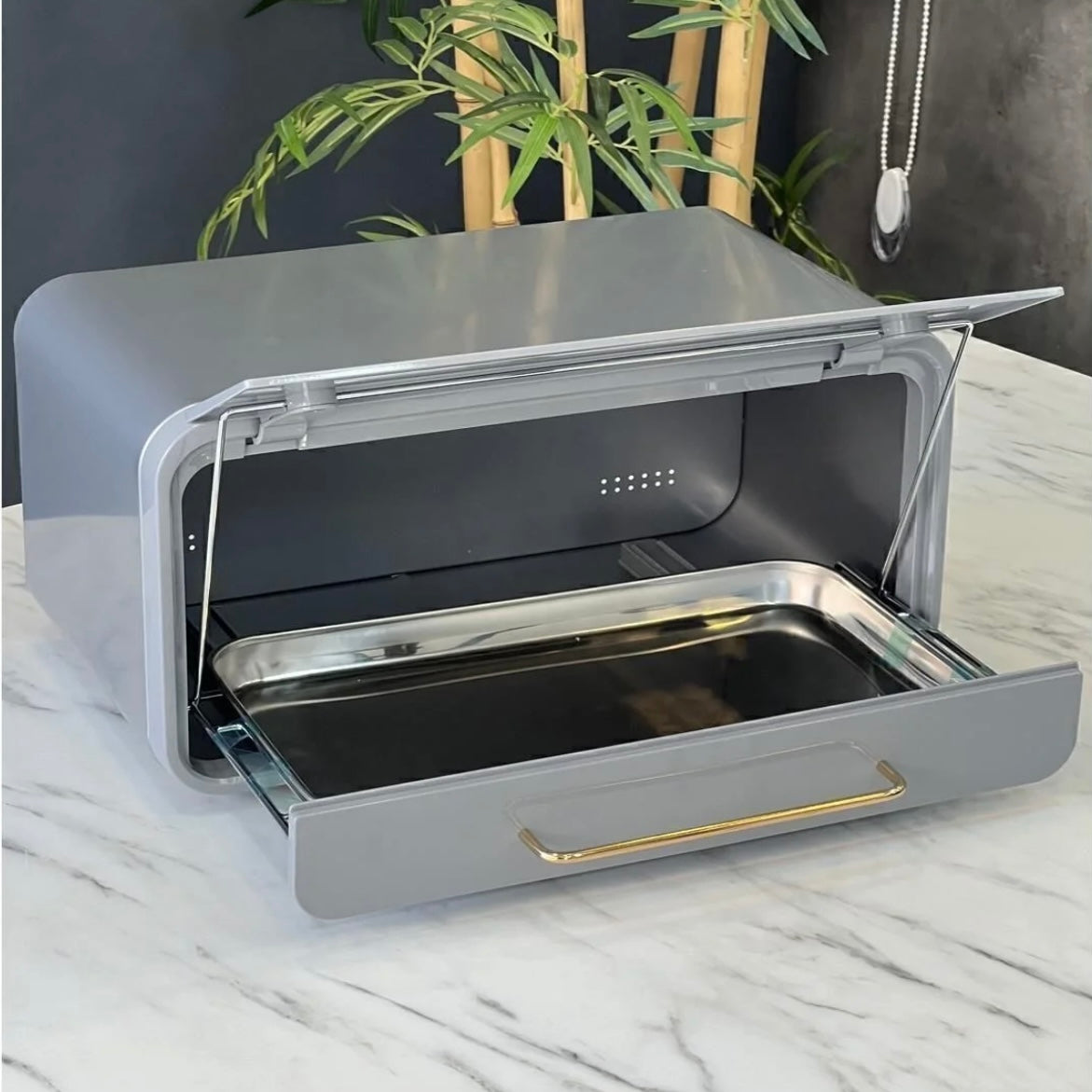 Carina Metal Ekmeklik Gri 43x28 cm