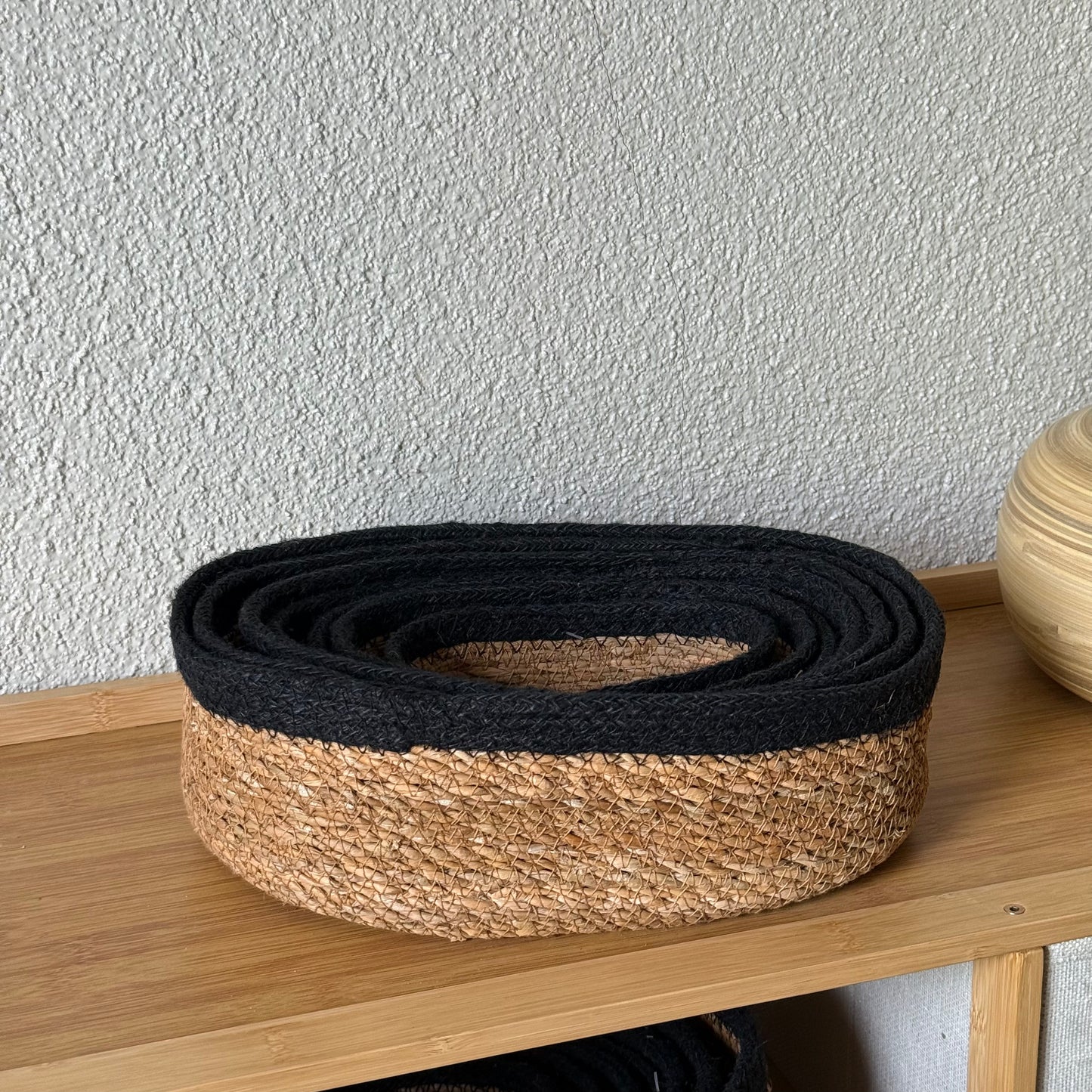 Svr 7 Parça Oval Hasır Sepet Seti Siyah