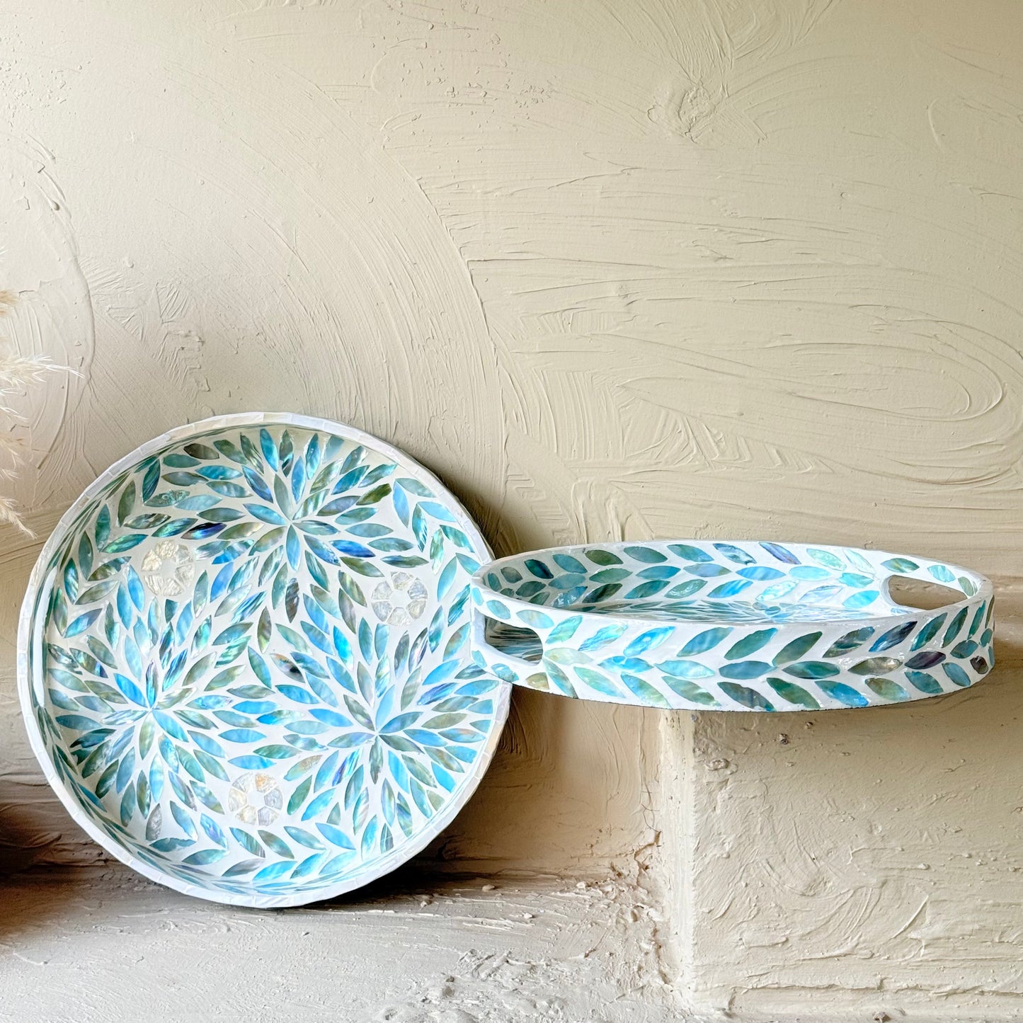 SVR Sedef İkili Yuvarlak Tepsi Seti KOD:61832 Yeşil