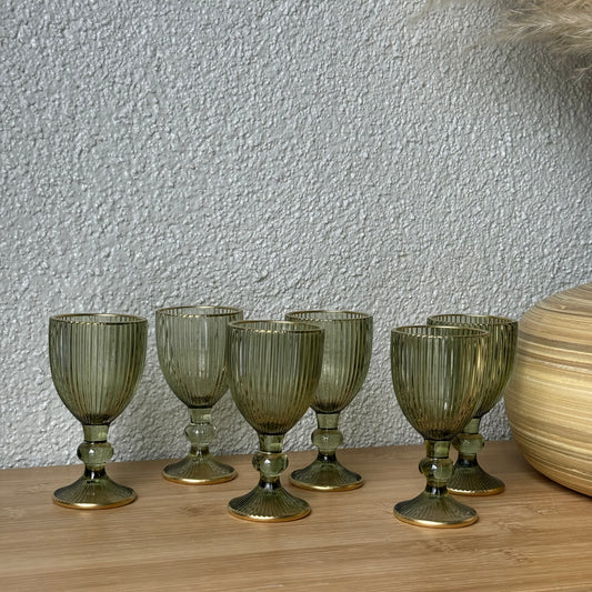 Wardy Yaldızlı Kahve Yanı Bardağı Set 6 Adet Yeşil