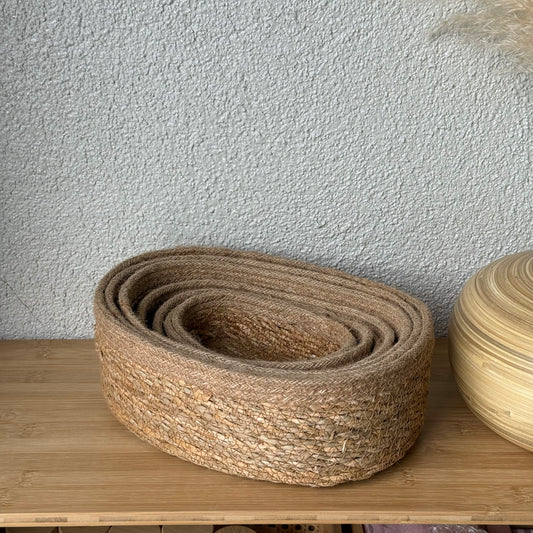 Svr 7 Parça Oval Hasır Sepet Seti Naturel