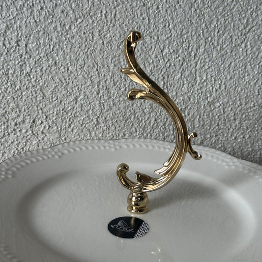 Firuze Gold Yaldızlı Porselen Ayaklı Sunumluk Tutmalı 25 cm Kod:3733