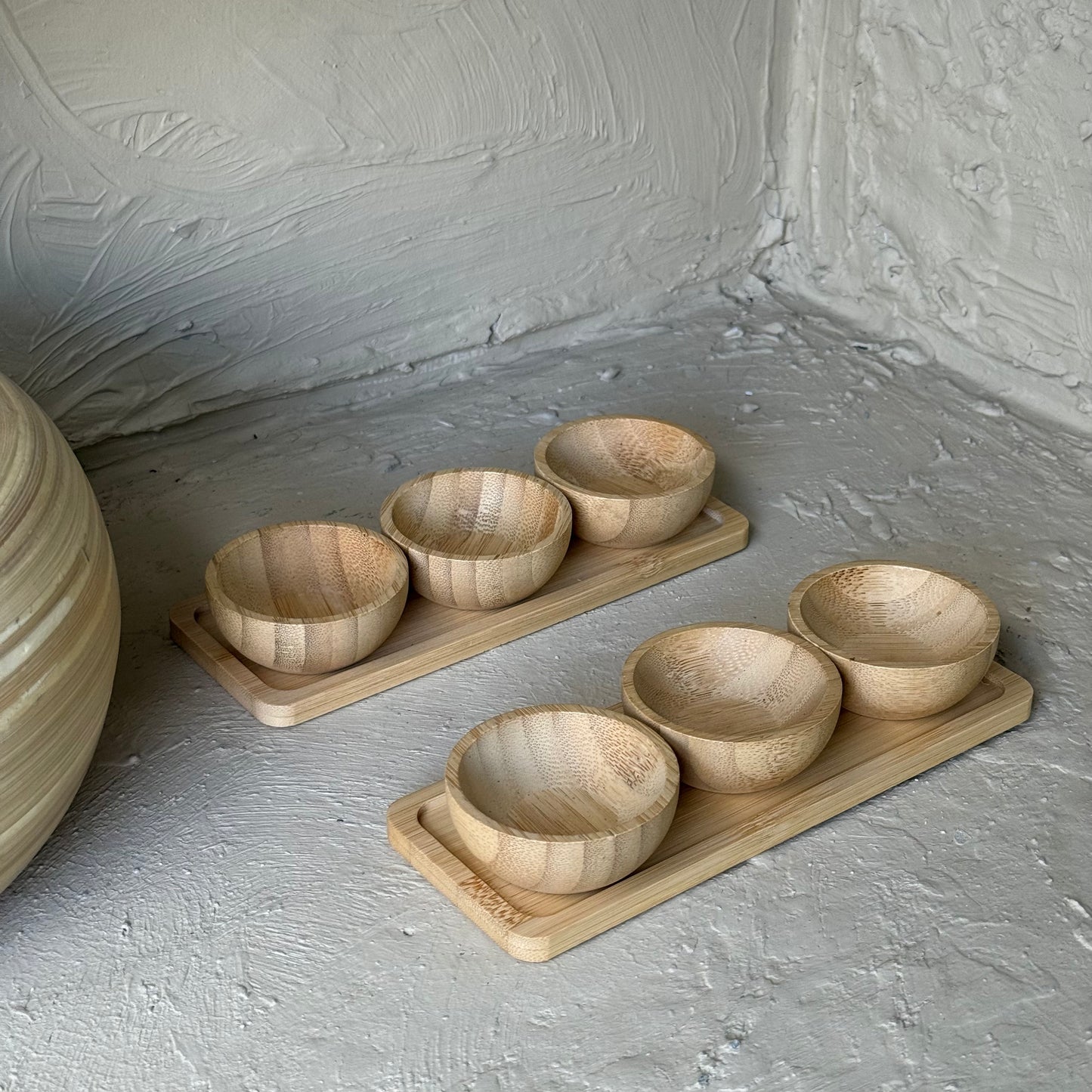 1 ALANA 1 BEDAVA İvory Mini Sosluk Reçelik Bambu Standlı KOD:223