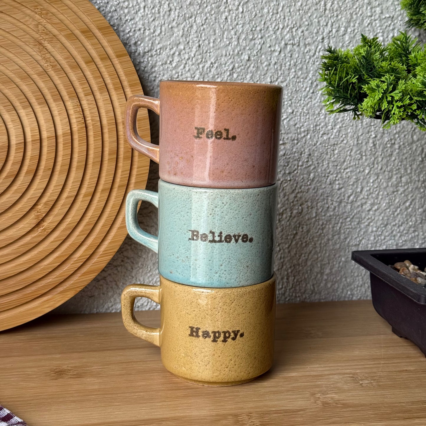 Coffee Renkli 3 Lü Kupa Seti