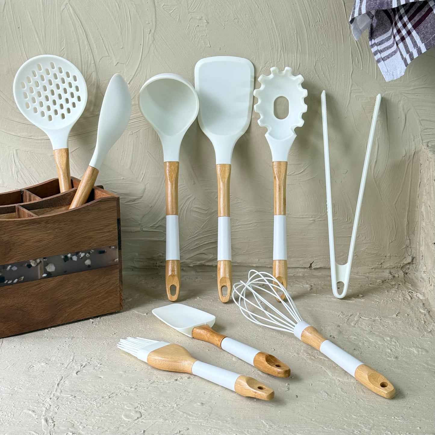 Arow Pink More 9 Parça Bambu Saplı Silikon Kaşık Seti