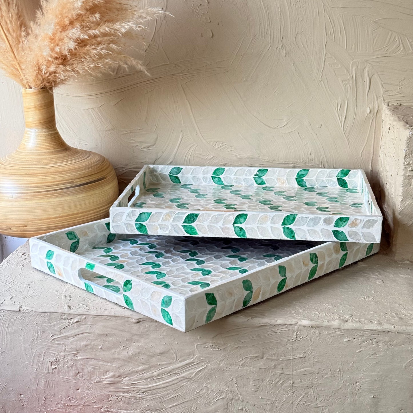 SVR Sedef 2 Boy Dikdörtgen Tepsi Seti KOD:61839 Yeşil