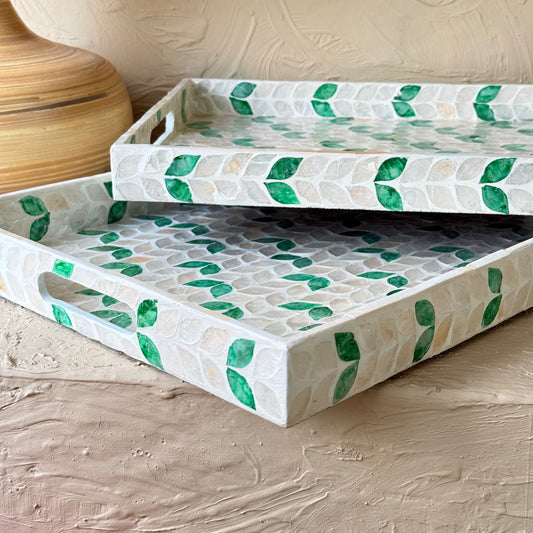 SVR Sedef 2 Boy Dikdörtgen Tepsi Seti KOD:61839 Yeşil